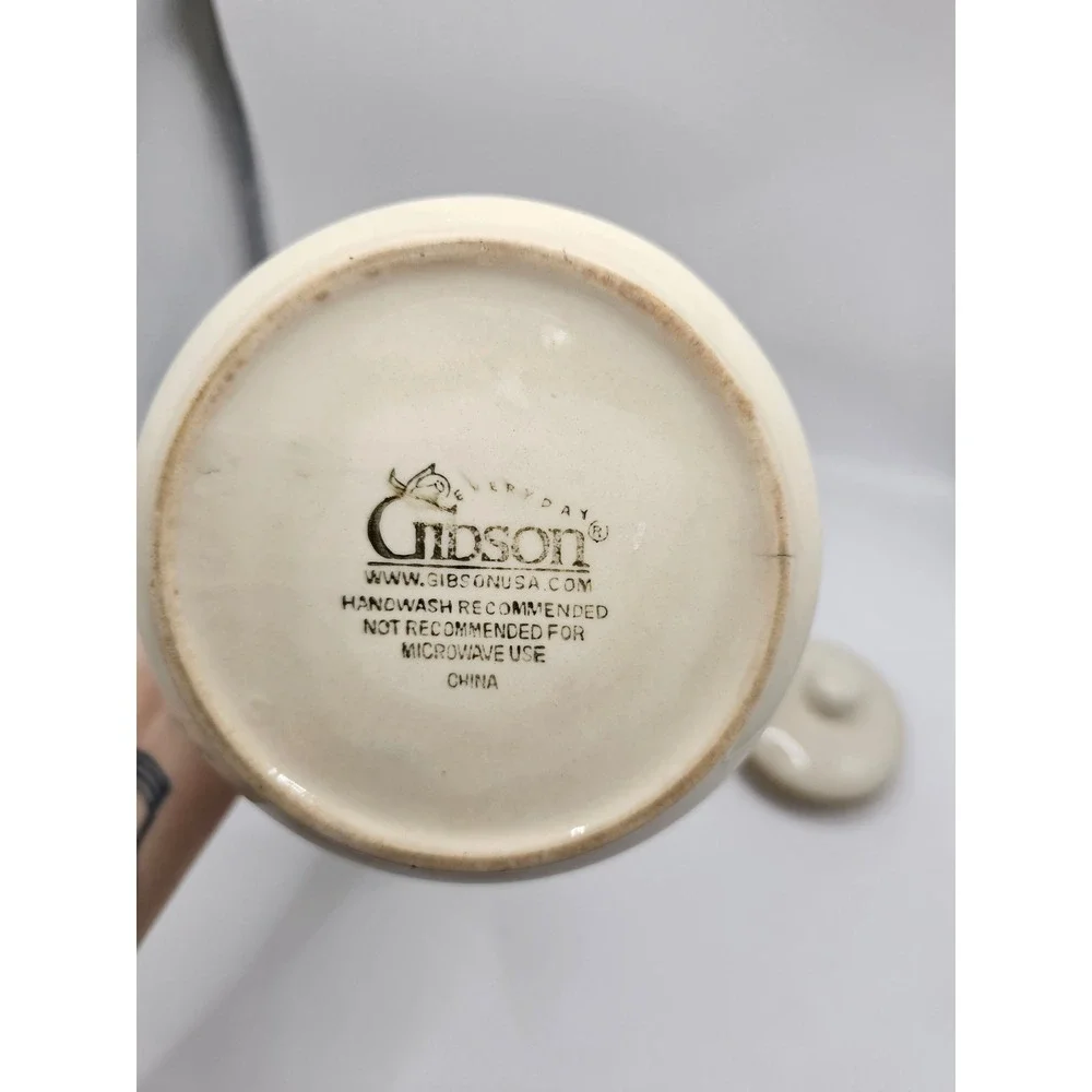 Gibson Everyday Fruit Ceramic Canister Small Jar with Lid Grapes Peaches Cream